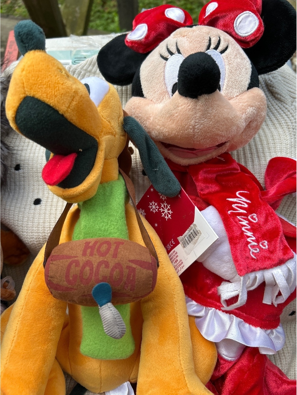 Minnie, mouse, stocking and Pluto, hot cocoa